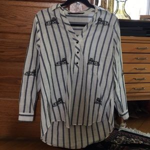 Zara Embroidered Tiger Striped Top